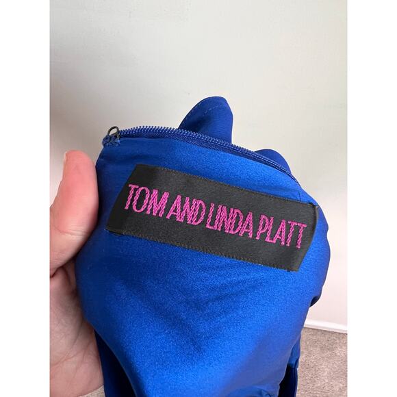 Tom and Linda Platt Chiffon Overlay Maxi Dress Royal Blue Women's Size M - Picture 8 of 8